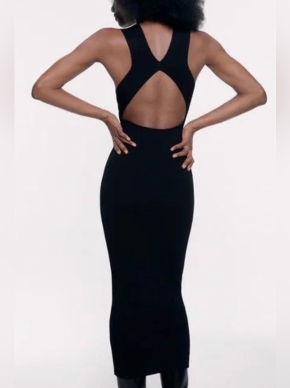 Zara Sleek Black Sleeveless knit Maxi Dress